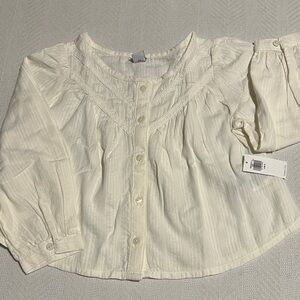 Old Navy Cream Button-Up Blouse for Girls